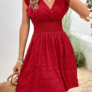 Sexy Damen -Sommerkleid, lange Kleider, Frauenkleidung, Feiertagsstrandkleid, rotes Kleid von Frauen, Sommerkleider, Mujer -Kleider 8 Hauptverkäufe kurzes rotes Rundkleid - №2