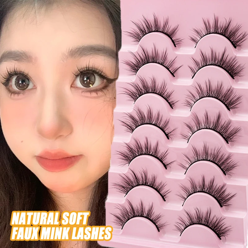 SEXYSHEEP Natural Eyelashes Cross Manga Lashes 3D Mink Lashes False Eyelashes Soft Wispy Volume Fake eyelashes wholesale Makeup