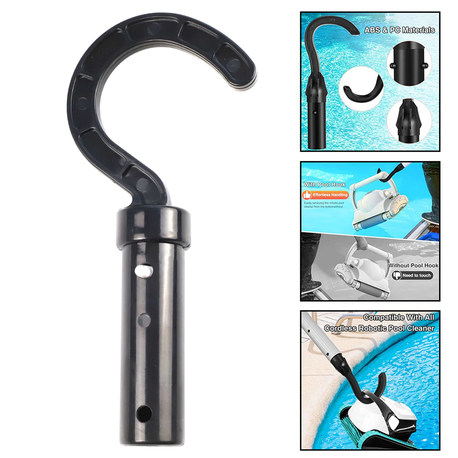 Black Robot Pool Vacuum Cleaner Hook Compact Dimensions Effortless Handling Long-lasting Performance No Additional Tools Needed