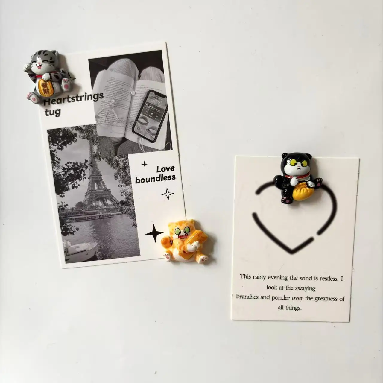 6Pcs Fortune Cat Resin Refrigerator Magnet - Cute Magnetic Home Decor Magnet