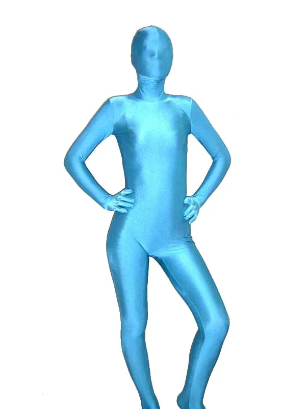 Light Blue Fullbody Spandex Zentai Bodysuit Halloween Costume Men Woman Cosplay Zentai Suit