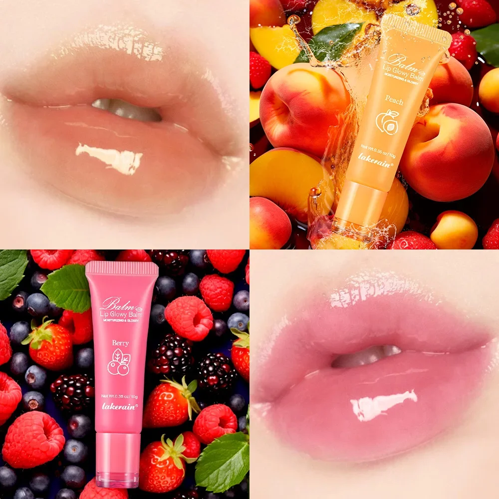 Moisturizing Lip Glow Blam Liquid Lip Gel Mask Reduce Lip Line Remove Dead Skin Peach Grape Gloss  Care Product 10g