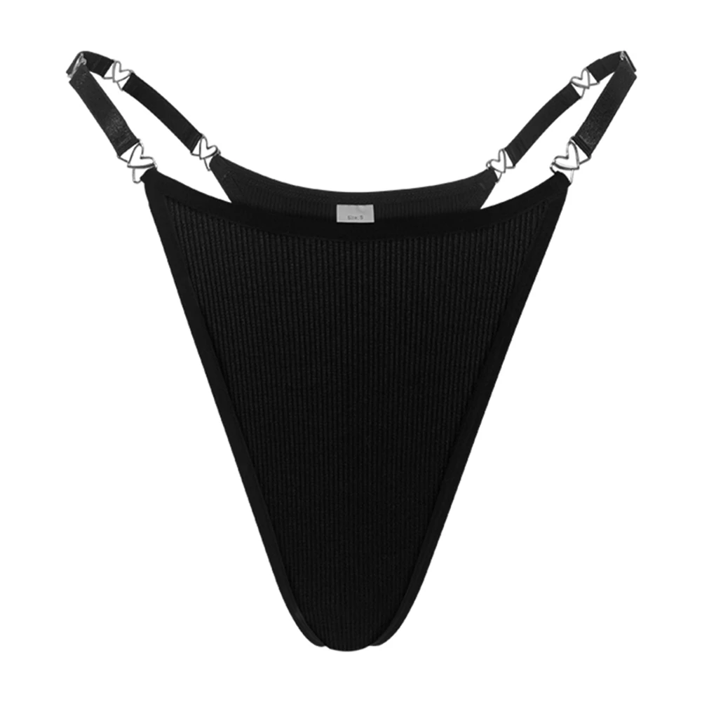 

Sexy Solid Color Thong Women Underwear Brief Panty Low Rise Metal Buckle Comfortable G String Classic Slight Strech Soft Bikini