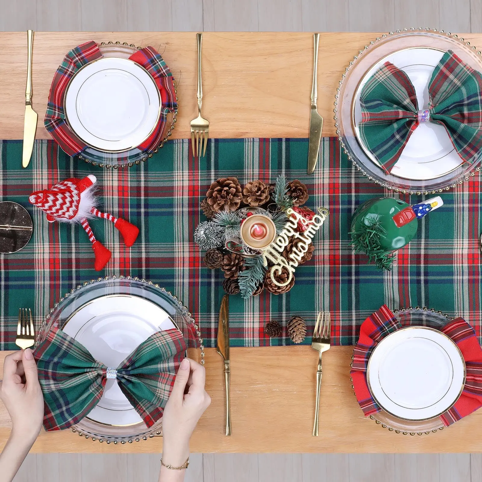 

8pcs Cloth Napkins Buffalo Check Napkins Plaid Napkins Checks Christmas Dinner Napkins for Family Dinners Restaurant, 30x45cm