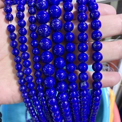 5A 4A 3A+ 6 8 10 mm Natural Lapis Lazuli Round Bead Loose Bead DIY For Bracelet Necklace Jewelry Making Accessories 15 inch