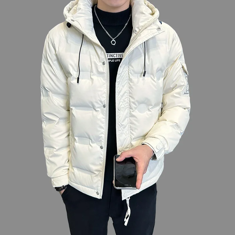 Luxury Down Coat Men Winter Warm Lightweight White Duck Down Coat Windproof Jacket Stand-up Collar Short Tops Long Sleeve Jacket