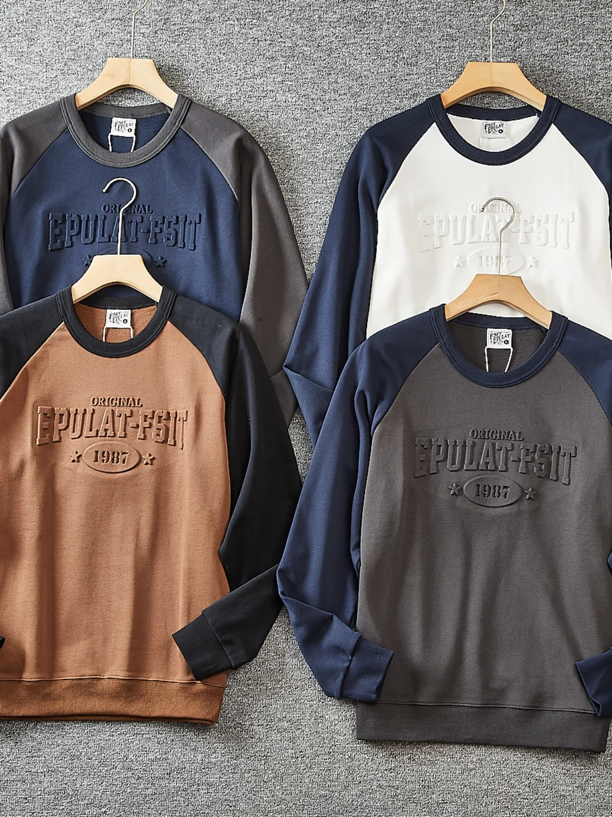 Autumn New American Retro Long Sleeve O-neck 3D Letter Printed Sweatshirts Men\'s Fashion Washed Terry Pullover Casual Sportwear