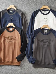 Autumn New American Retro Long Sleeve O-neck 3D Letter Printed Sweatshirts Men's Fashion Washed Terry Pullover Casual Sportwear
