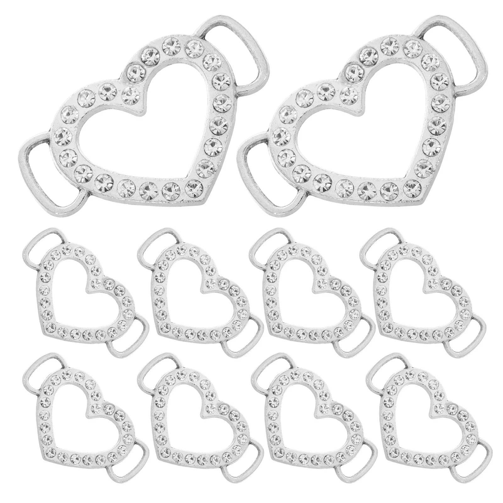 

10pcs Innerwear Heart Buckle Metal Rhinestone Design Comfortable Fit For Wedding Craft Ribbon Decoration Belt Accessory Slider