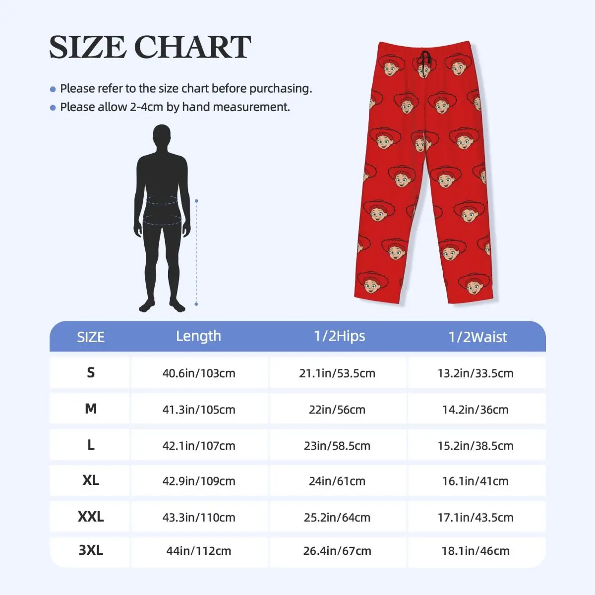 Custom Toy Story Jessie's Face Pajama Pants Sleepwear Men's Elastic Waistband Cartoon Cute Sleep Lounge Bottoms with Pockets