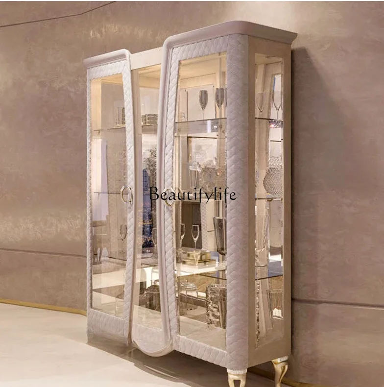 Italian Minimalist Glass Door Display Wine Cabinet Hong Kong-Style Light Luxury Wine Rack Display Cabinet