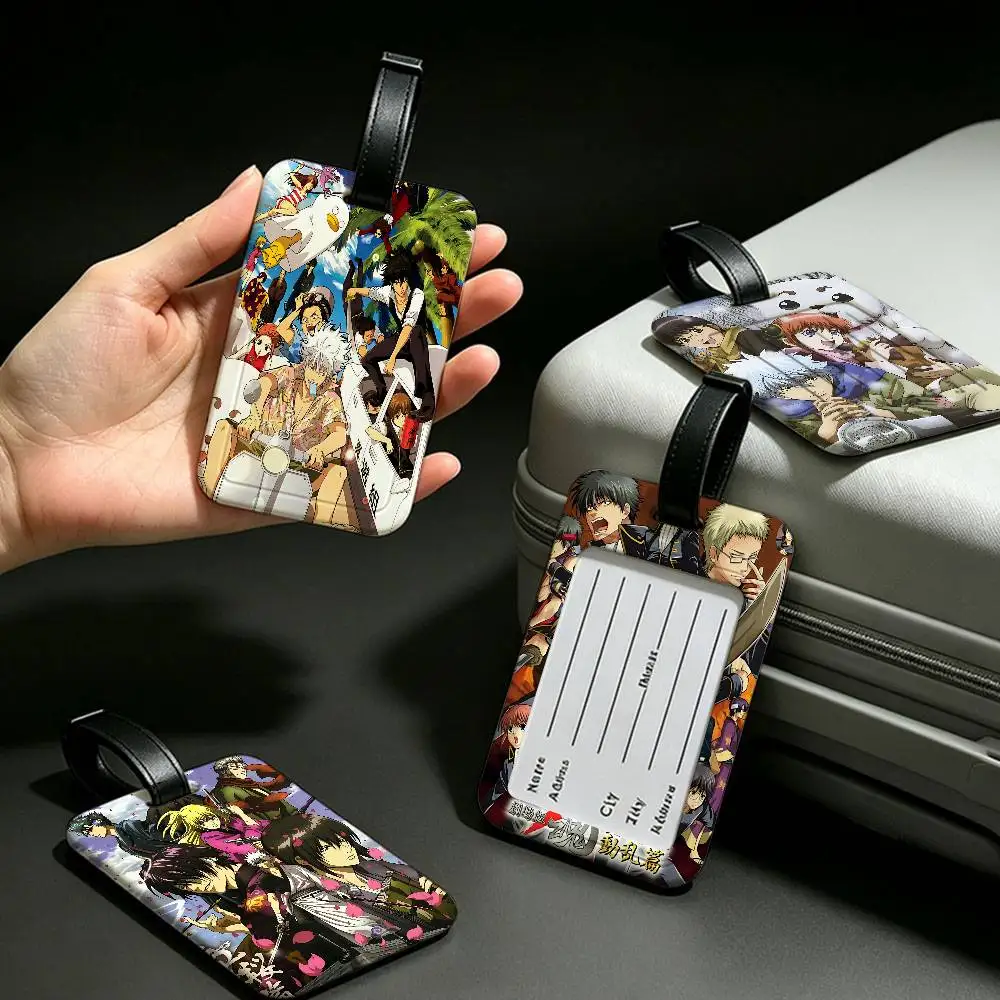 Anime G-Gintama Funny Waterproof PVC Baggage Tag With Info Card Anti lost Identification Tag For Luggage School Backpack