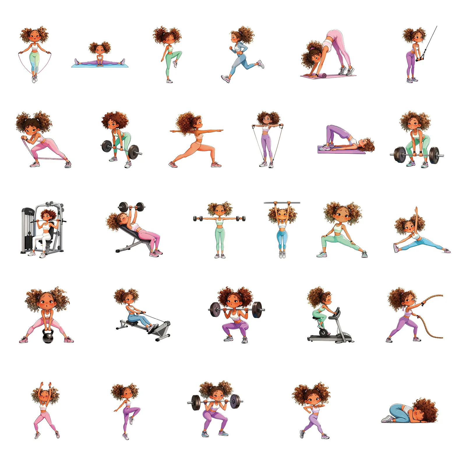 56 個漫画スポーティガールステッカークリエイティブかわいい落書き装飾 DIY ノートブックスーツケースギター冷蔵庫電話デカールおもちゃ