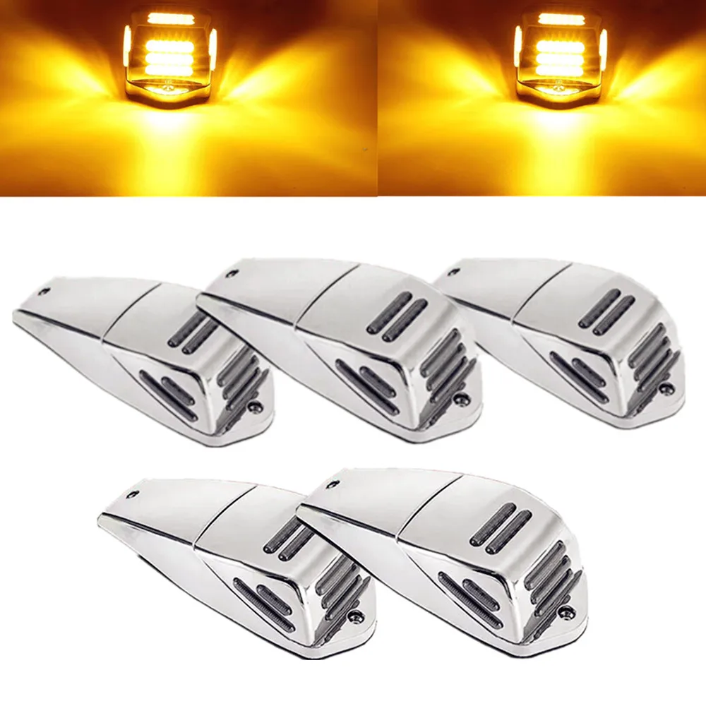 

5PCS Cab Top Roof Marker Lights Running lights 48LED Amber Cab LED Side Marker Turn Signal Light for Semi-Truck SUV Pickup