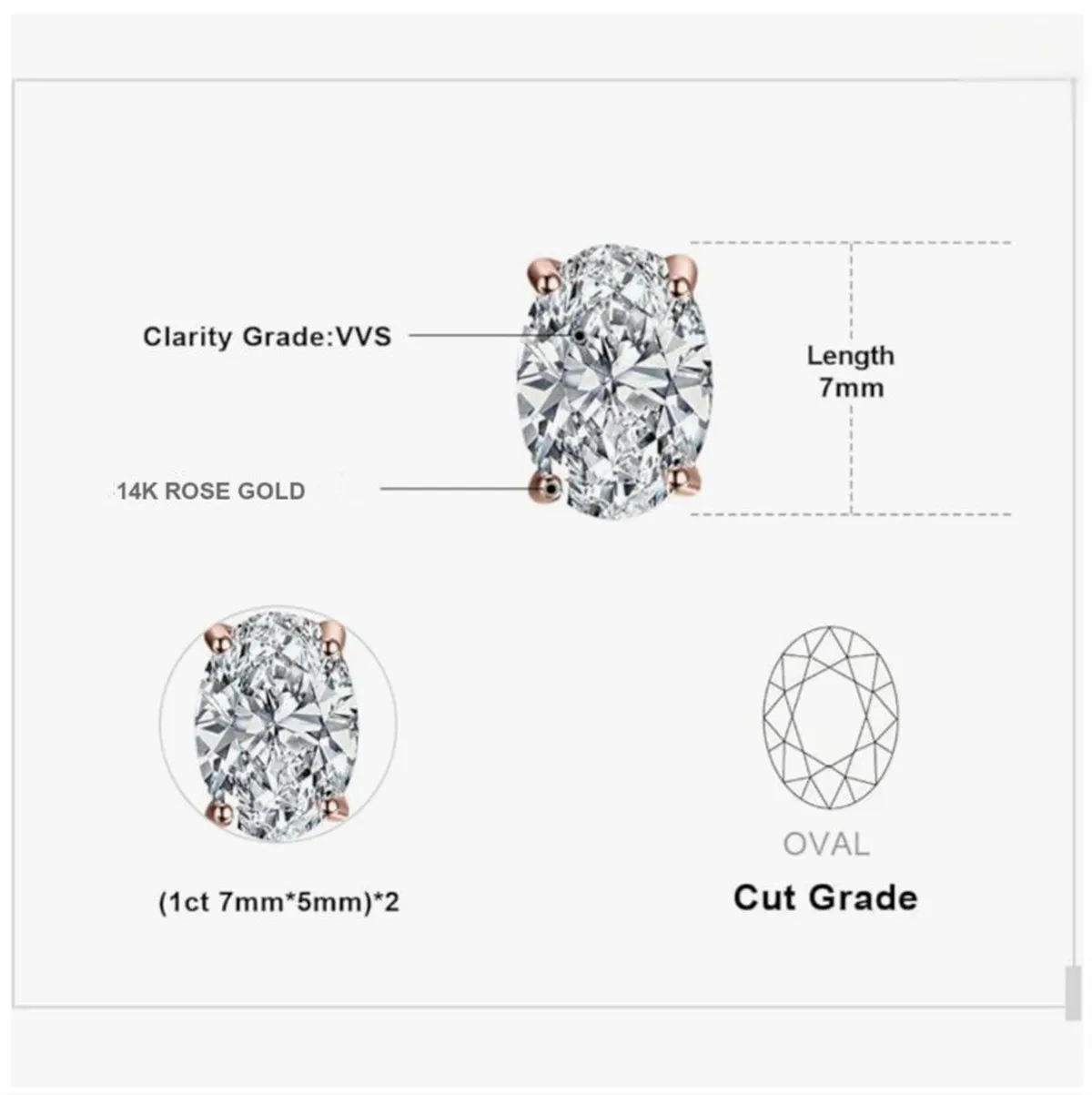 14K الذهب المادي الذهب الحقيقي مختبر نمت الماس IGI 0.5CT البيضاوي الماس وأقراط غرامة مجوهرات مخصصة بالجملة #2