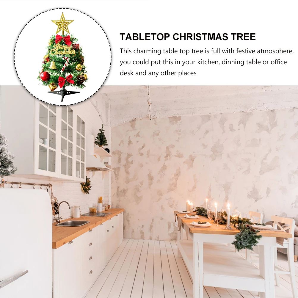 

1 set Mini Christmas Tree Set Desktop Xmas Tree Decorations Ornaments Garlands Tabletop Holiday Decor Home Office
