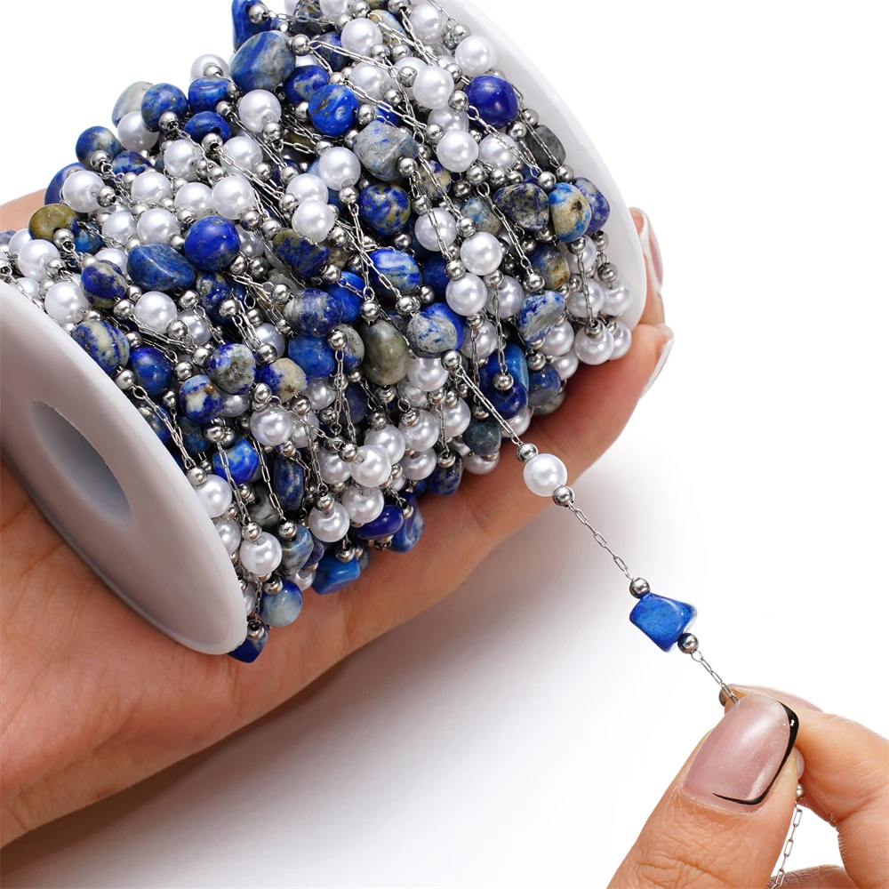 

1Meter/Lot Stainless Steel Irregular Pearl Stone Chains For Handmade DIY Necklace Bracelets Jewelry Making Accessories