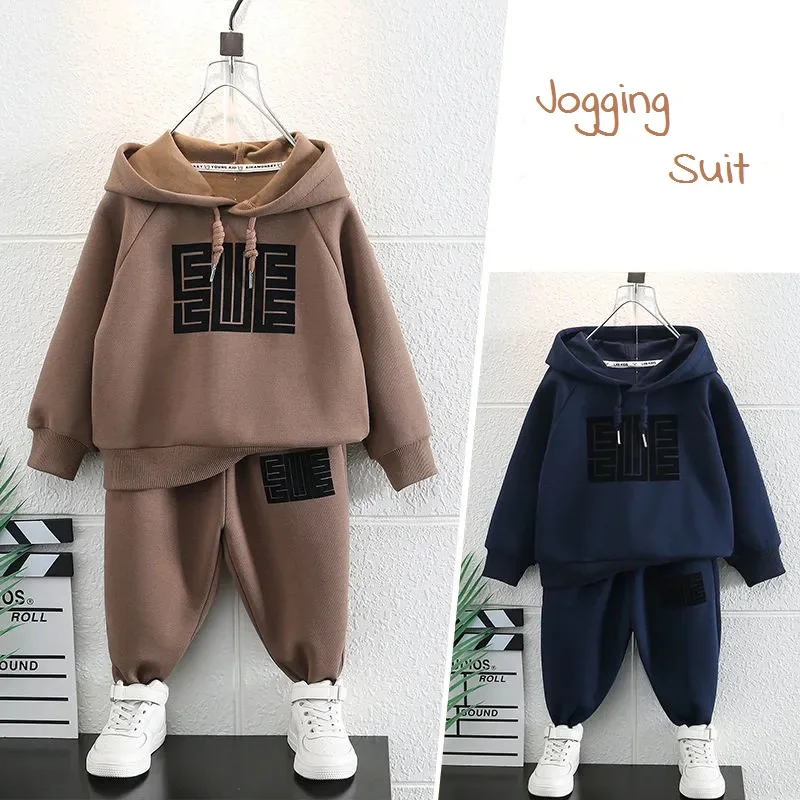 Baby Boys Fleece Hoodie + Sweatpant Kids Tracksuit Children 2-Piece Outfits Clothing Students Jogger Track Pant Sets 1-12 Years