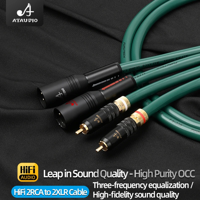 ATAUDIO HiFi 2RCA to 2XLR Cable High Quality Premium 2-core with Shielding HiFi Audio Cable RCA to XLR Interconnect Cable