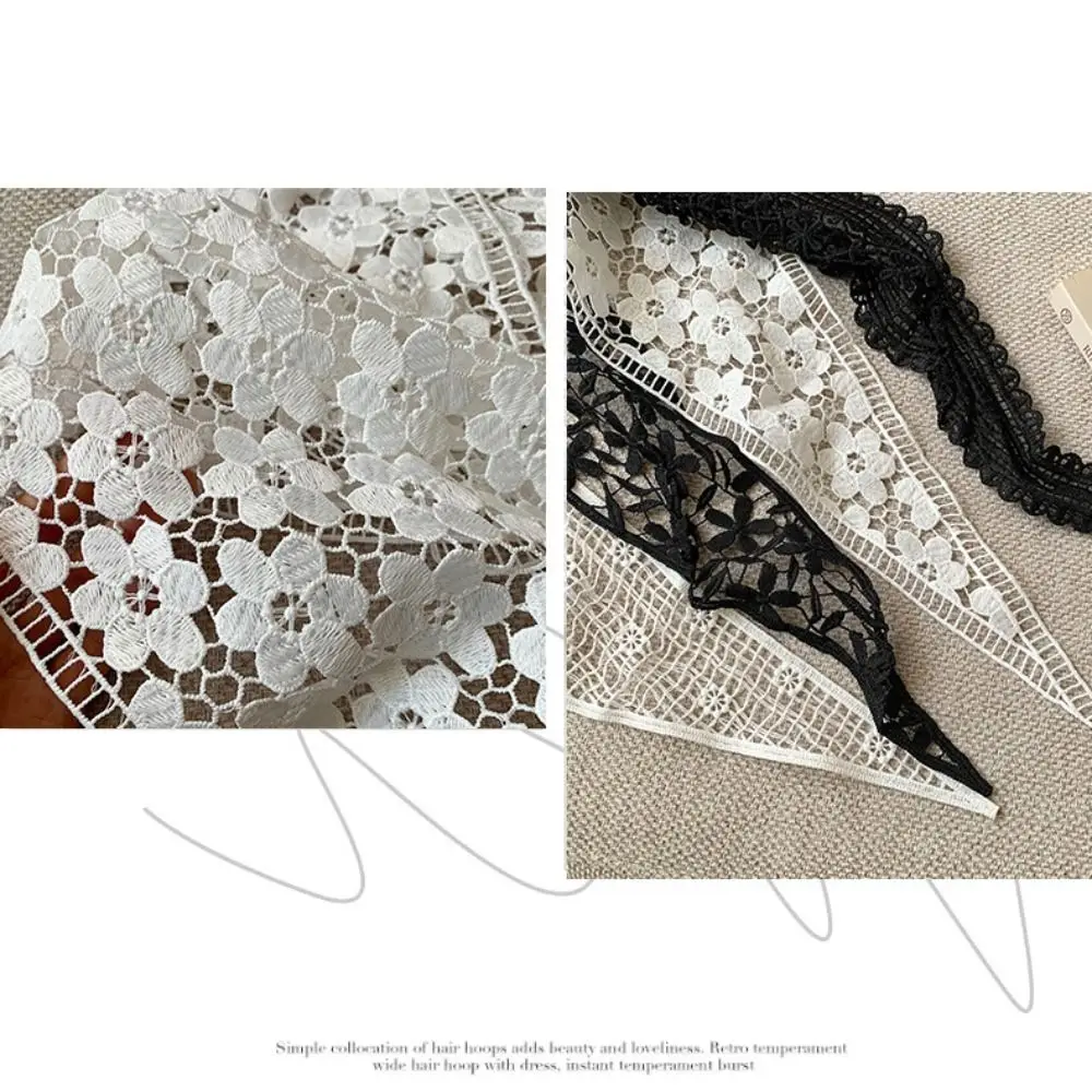 

Floral Printed Lace Triangle Scarf Transparent Embroidered Lace Headband Countryside Style Clothes Decoration Skirt Curtain