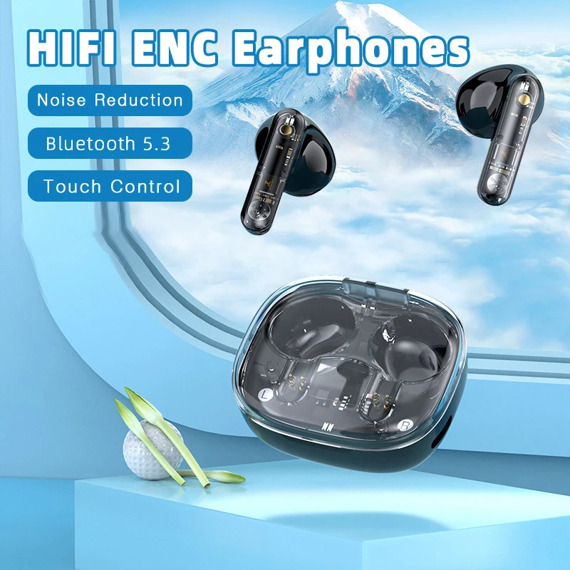 

2023 Spacecraft Transparent Wireless Earphone ENC Noise Canceling Bluetooth Earbuds HiFi Stereo Headphones For ios Samsung Phone