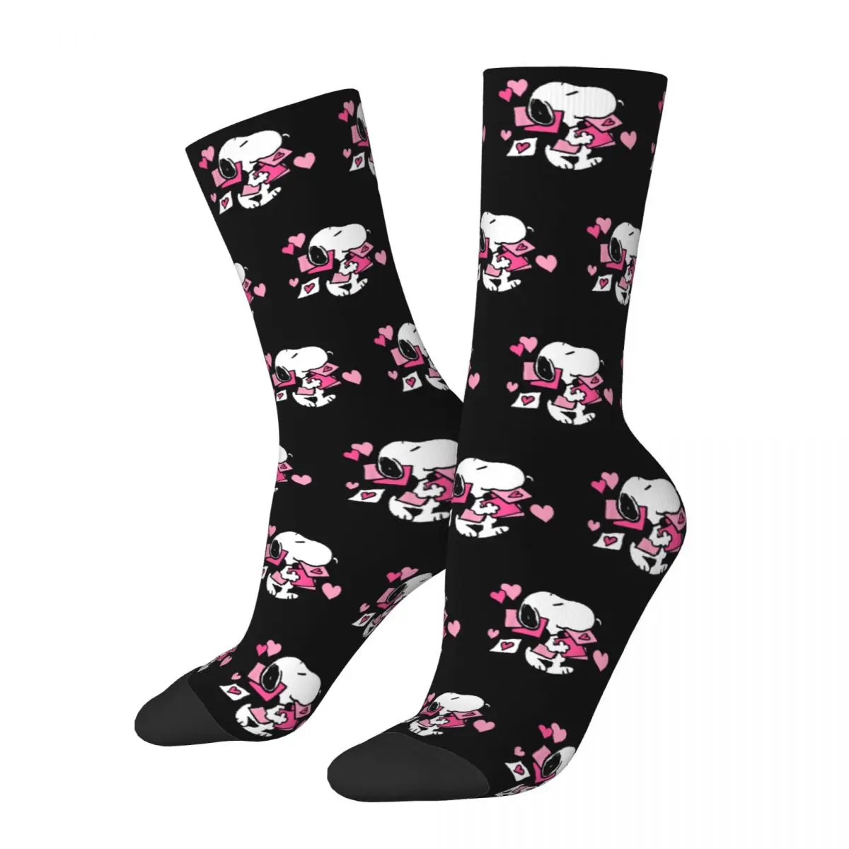 Chaussettes de basket-ball en polyester de dessin animé pour hommes et femmes, chaussettes à tube moyen, lettres de la Saint-Valentin cool, SnoAmendendements, Non ALD