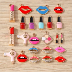 10pcs Mix Cute Enamel Women Lips Lipstick Charms Pendants for Jewelry Making Earrings Necklace Bracelets DIY Crafts Supplies