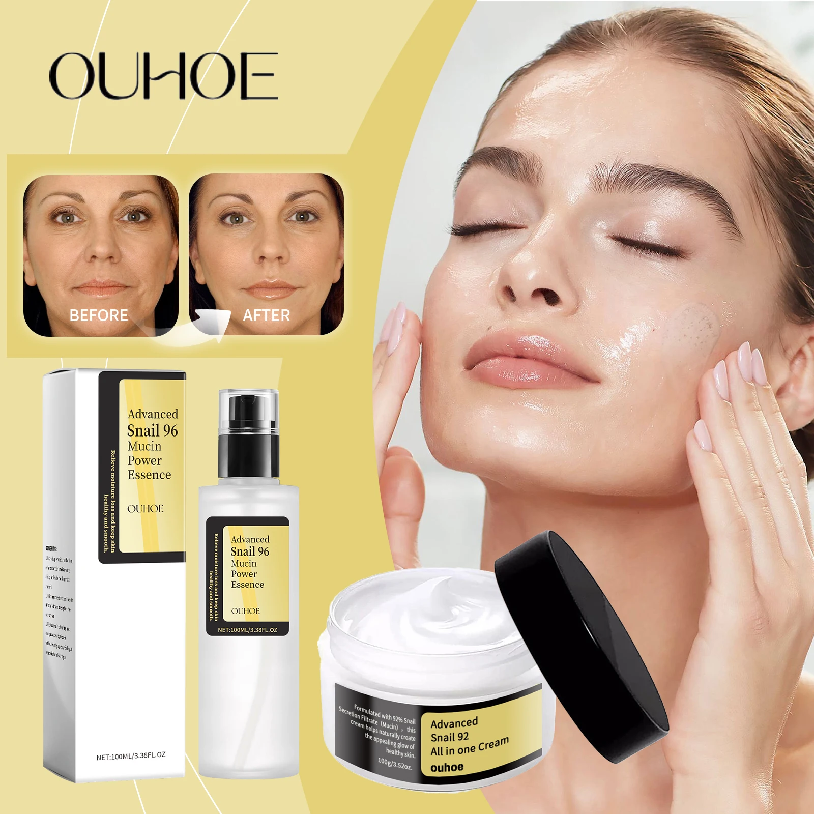 

Ouhoe Snail Collagen Face Cream Repair Essence Moisturizing Lifting Firming Smoothing Nourishing Cream Korean Cosmetics Skin Car