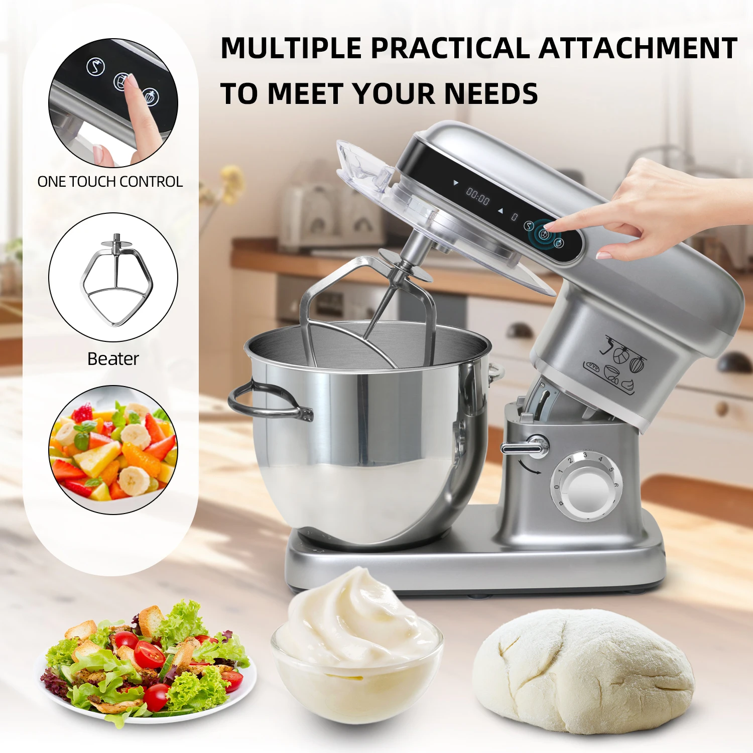 Household Stand Mixer Kitchen Machine High Power Capacity 2200W 10L Cake Bread Dough Mixer Planetary Food Mixer Kitchen Robot