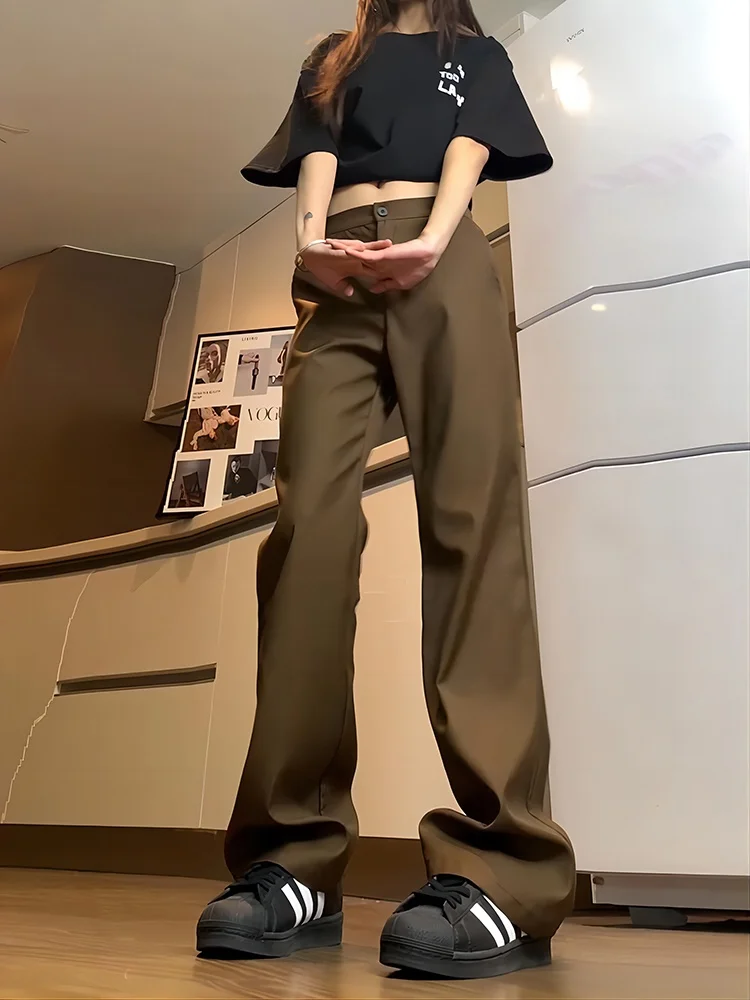 

Мужские летние брюки-гурка цвета хаки, прямые, из ледяного шелка, драпирующиеся, с высокой талией, дышащие, модные, для молодежи