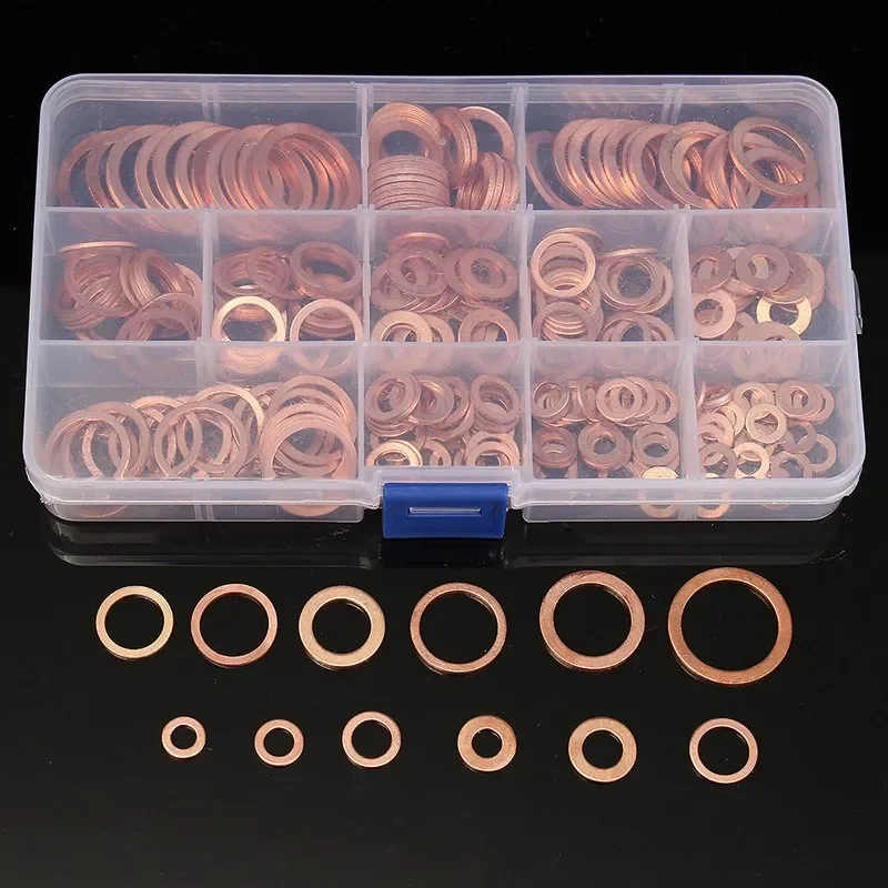 300Pcs Washer Copper Sealing Solid Gasket Washer Sump Plug Oil For Boat Crush Flat Seal Ring Tool