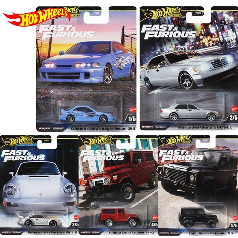 1/64 Hot Wheels Premium Auto Car Furious & Furious Custom Acura Boys Toys Toyota Porsche Carrera Land Rover Defender Alloy Model