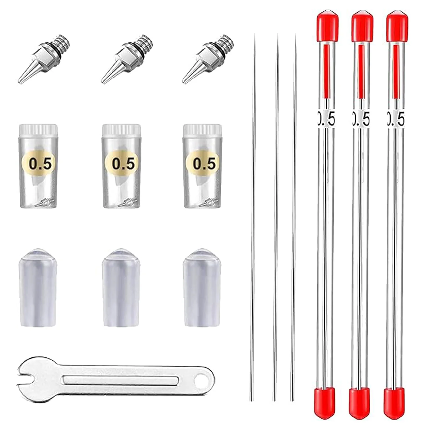 

JOYSTAR 10PCS Airbrush Spare Parts, 0.5mm Needle, Nozzle and Needle Protector for Airbrush, The Professional Replacement Kits