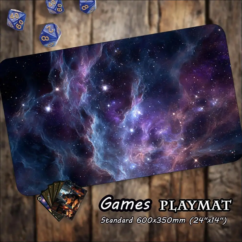 Purple Galaxy Nebula Space Art Large Game Playmat Non Slip Rubber Desk Mat For Card Gaming Laptop Keyboard Home Office Workspace