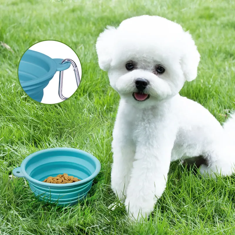 

Foldable Silicone Outdoor Dog Cat Bowls Portable Travel Pet Folding Collapsible Silicone Dog Puppy Bowl