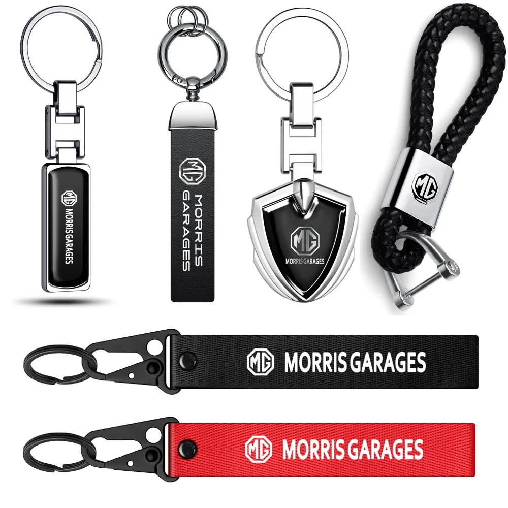 Car Metal Leather Logo Keychain Alloy Key Chain Pendant Auto Keyring For MG ZS 5 7 Cyberster MG4 EV ES5 HS Accessories