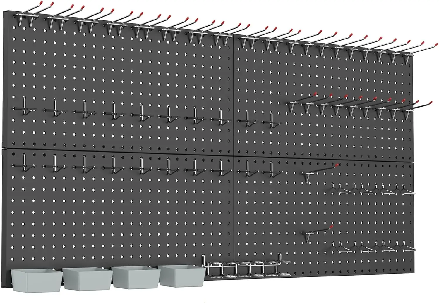 

Metal Pegboard Kit with Accessories for Wall and Garage Tools Storage, Modular Organizer Board with Hooks (Black)