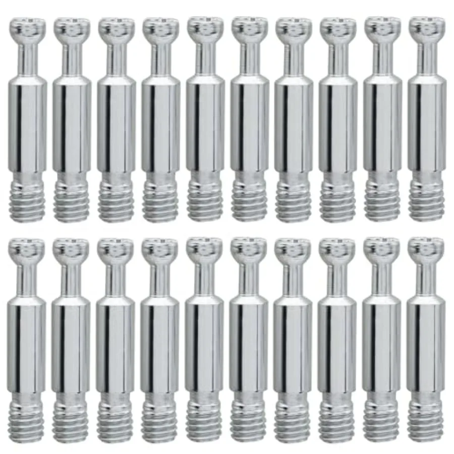 20 Piece Furniture Connecting Fittings, Thread Bolts Dowels Screws Metal Dowel Fitting Fasteners, Silver Fasteners for Cabinet