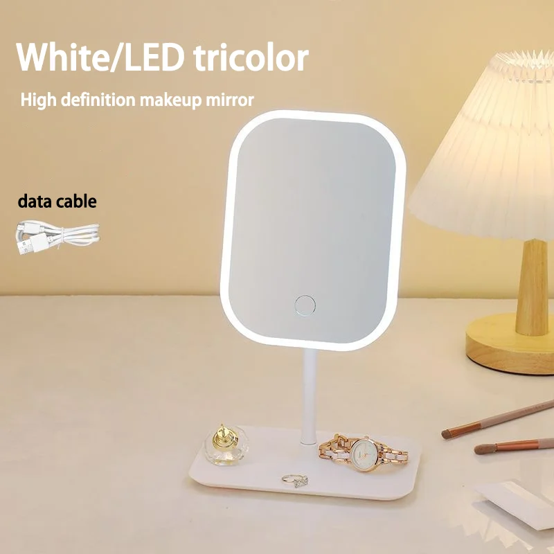 LED makeup mirror intelligent adjustable three color flat makeup mirror desktop fill mirror adjustable mirror