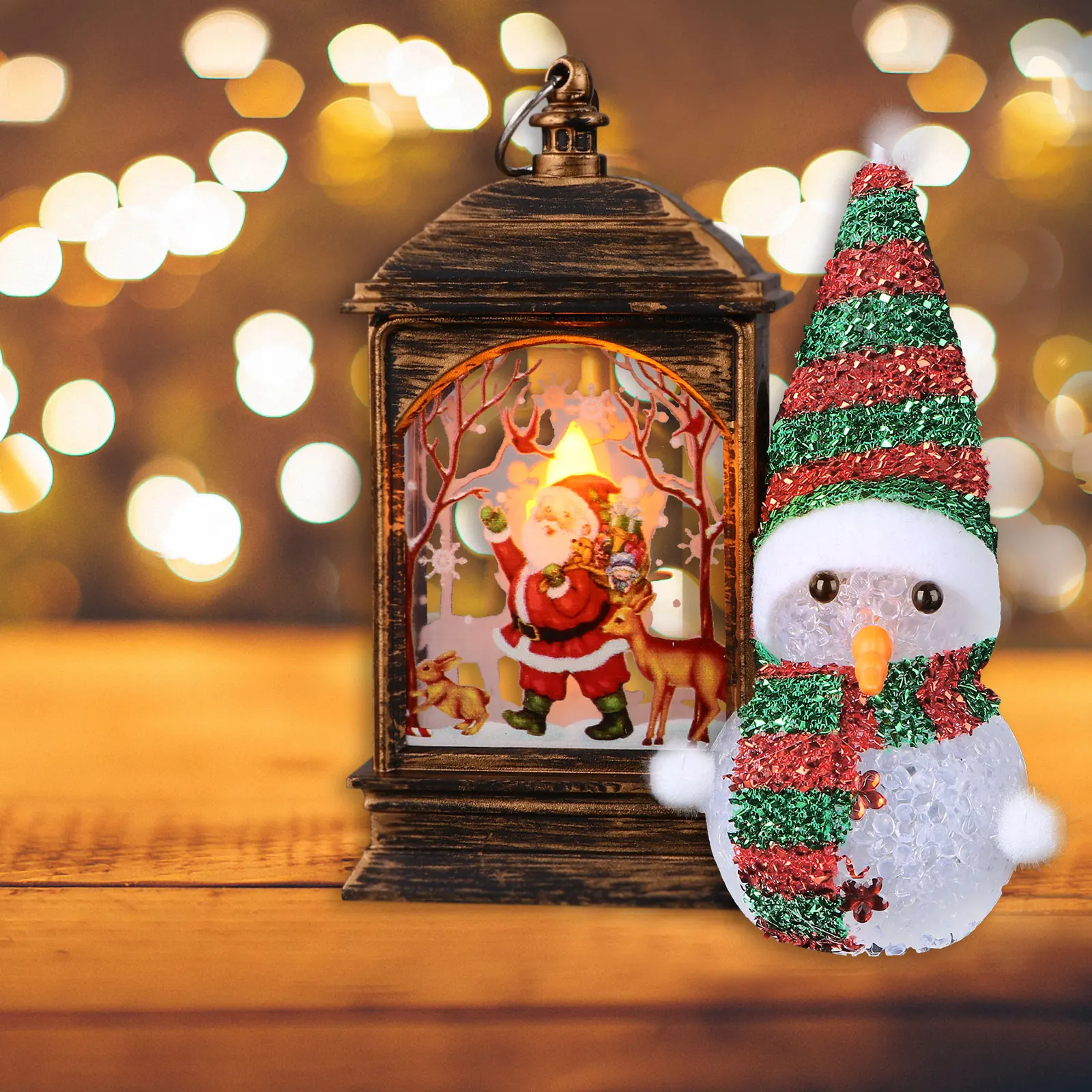 

3 Pcs Christmas Snowman Night Light Decorative Lamps Mini Figurines Colorful Gifts for Xmas Party Living Room Office