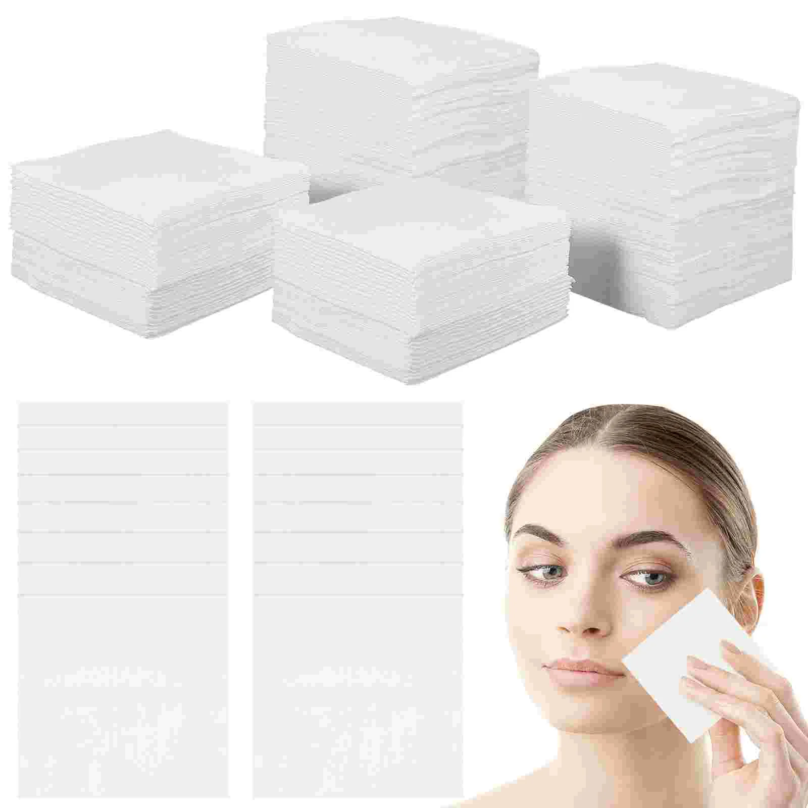 

200 Pcs Makeup Remover Puff Facial Toner Pad Cleansing Pads Nail Polish Square Cotton Rounds Box