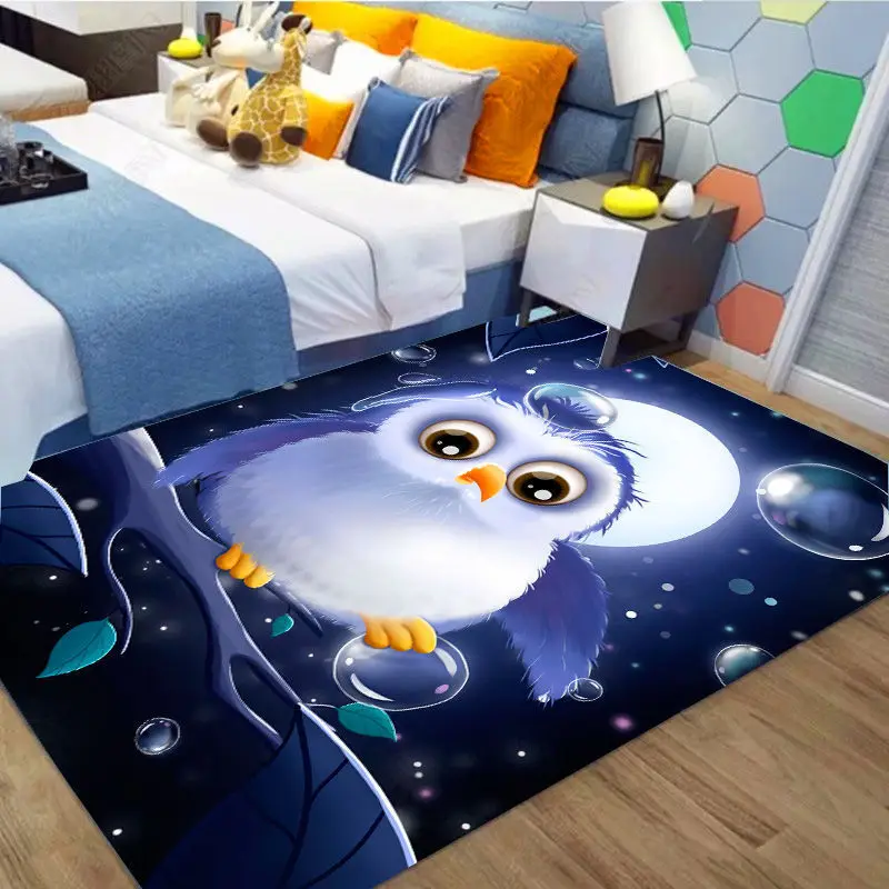 

Cartoon Owl Carpets for Living Room Decoration,Cute Animal 3D Print,Kid Play Area Rug, Child Bedroom,Bedside,Sofa,Soft Floor Mat