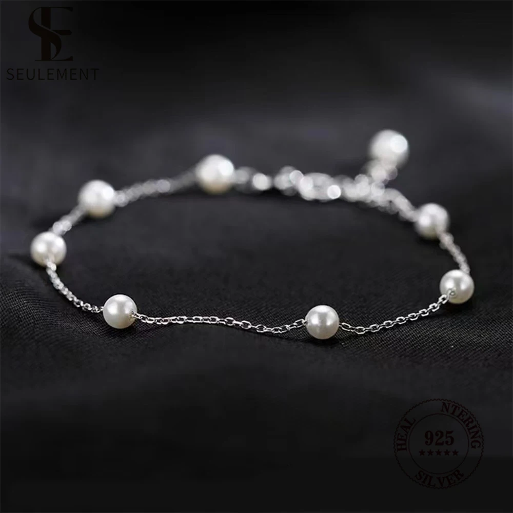 

Seulement 925 Sterling Silver Pearl Bracelet for Women Simple Fashion Charm Bracelets Female Jewelry Accessories Gifts