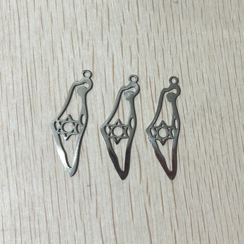 3pcs Israel Map Sign Charms for Jewelry Making DIY Craft Earrings Necklace Stainless Steel Pendant Handmade Findings Accessories