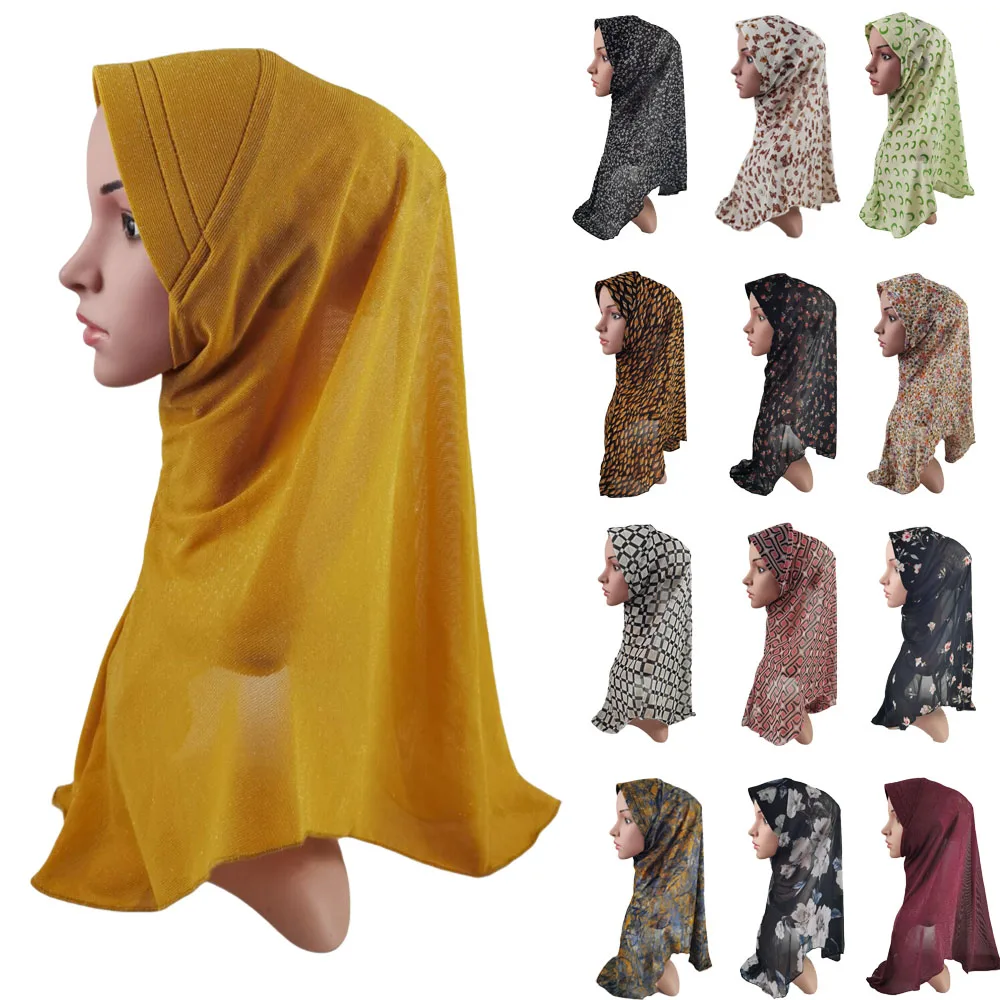 

Ramadan Women Muslim Print Hijab Turban Chemo Cap One Piece Amira Bonnet Full Cover Neck Ninja Islamic Femme Prayer Headwrap Hat