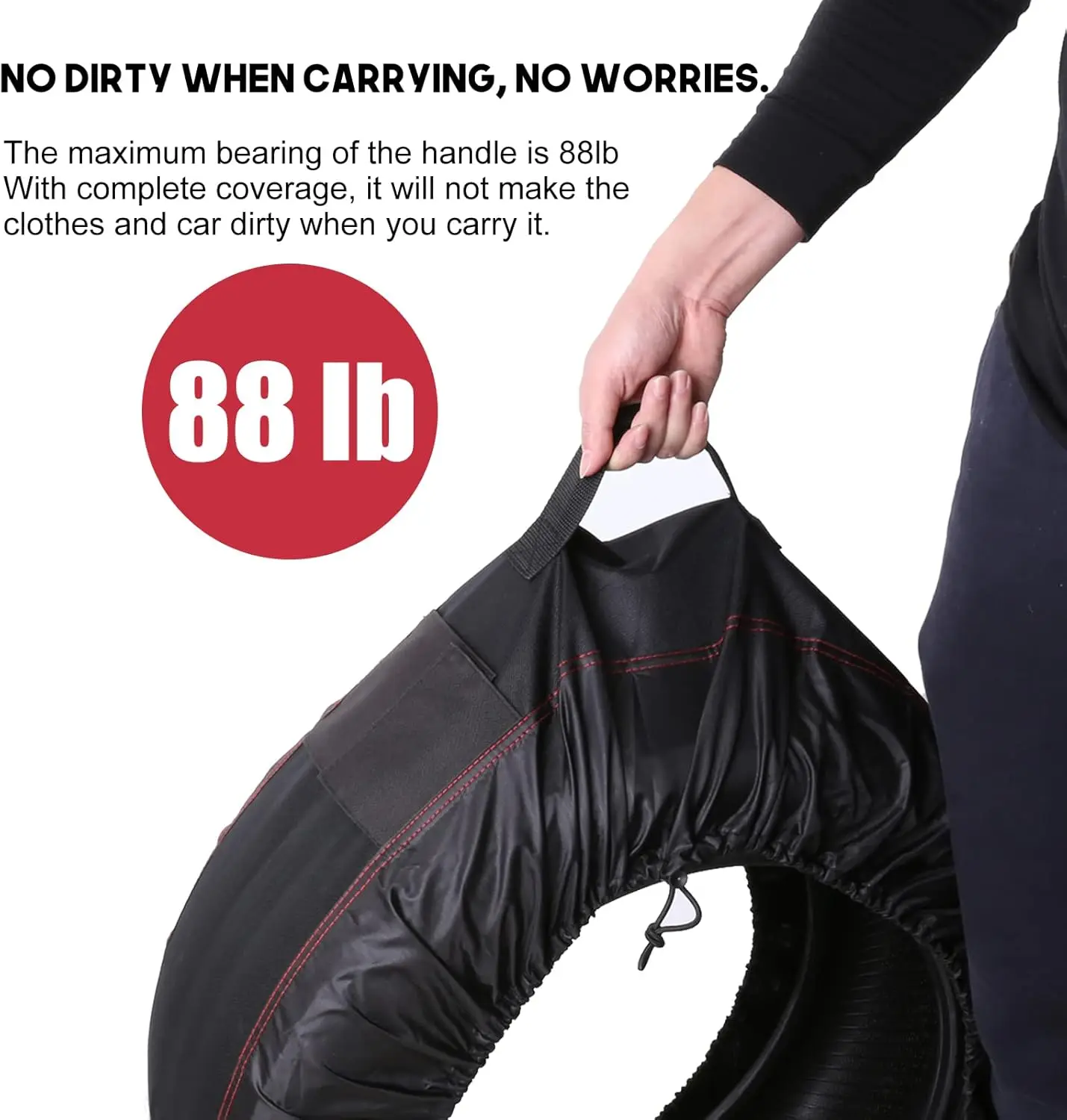 Conjunto de 4 sacos de armazenamento de pneus sazonal, capas de rodas portáteis com alças, cabe em pneus de 21" a 31,5”, vermelho