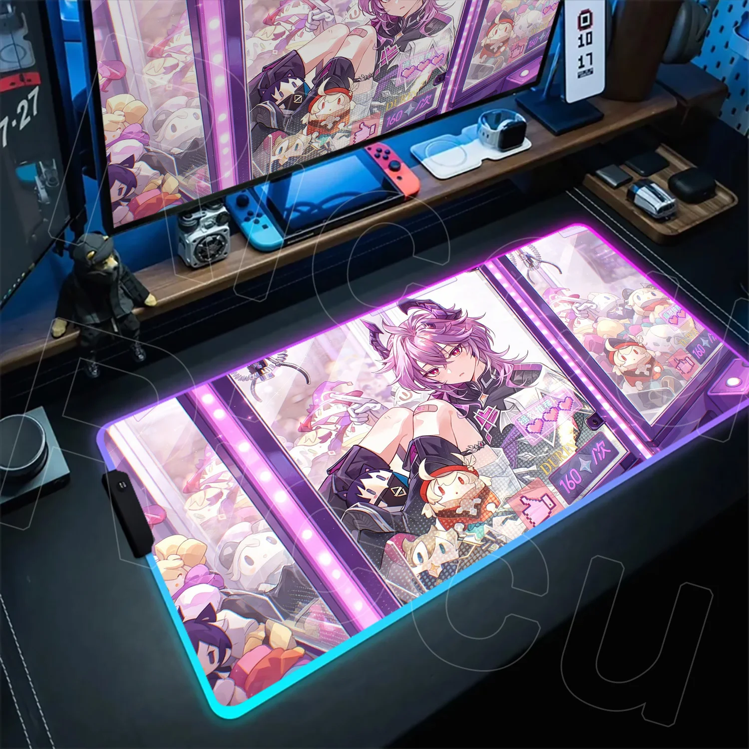 

XXL Table Mat Genshin Impact Durin Anime Mouse Pad LED PC Cute Laptop Carpet Gaming Cabinet Keyboard Rug RGB Rubber Accessories