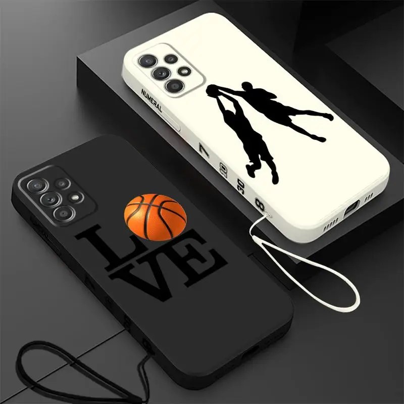 Sport Love Basketball Phone Case for Samsung Galaxy A42 A21s A34 A32 A13 A52 A72 A23 A22 A11 A12 A24 A53 Square Liquid Funda