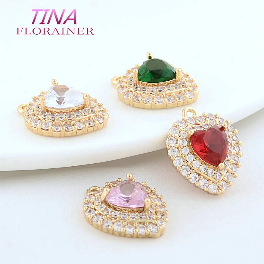 4PCS 16*19MM 18K Gold Color Brass Heart Charms Pendants Necklace Earrings Jewelry Making Supplies Accessories