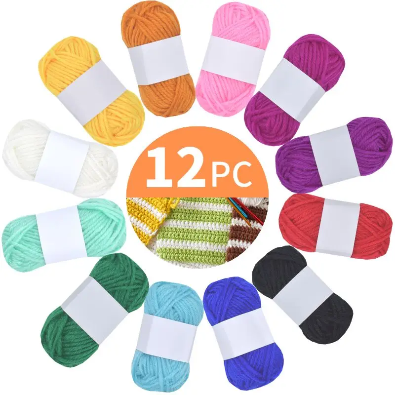 12-Farben-Garnset 12 Bälle 120g je 10g Weiches Häkel- und Strickgarn DIY Handstrickgarn für Amigurumi-Puppen Mützen Schals